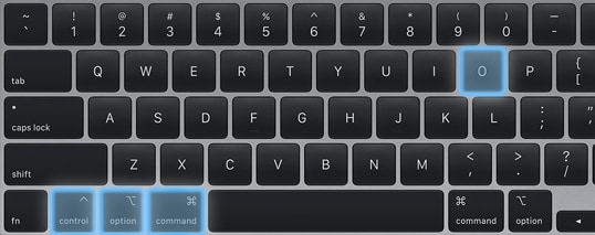 Keyboard shortcut: Control + Option + Command + O